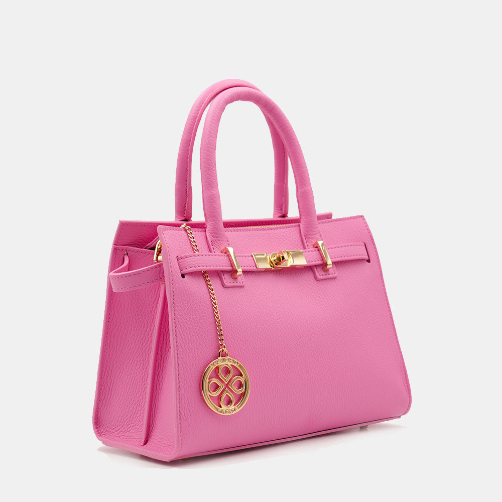 VIAVERDI Women's Handbag in Pink Leather Made in Italy, Artimino Line