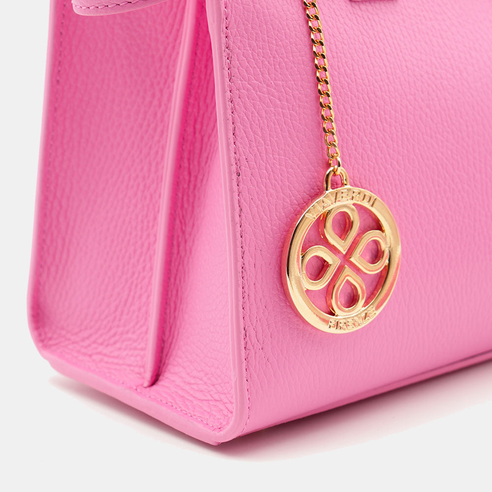 VIAVERDI Women's Handbag in Pink Leather Made in Italy, Artimino Line