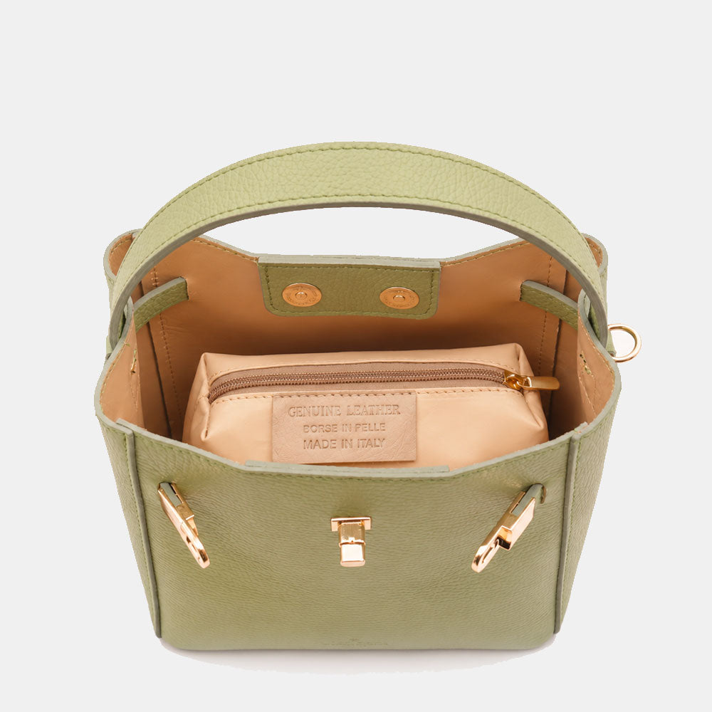 Borsa Donna a Mano Piccola VIAVERDI in Pelle Verde Made in Italy linea Artimino