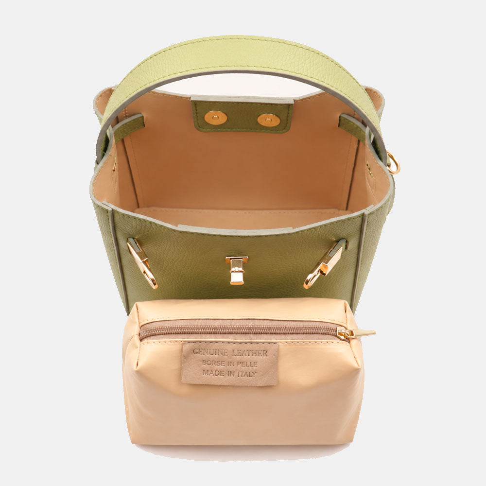 Borsa Donna a Mano Piccola VIAVERDI in Pelle Verde Made in Italy linea Artimino