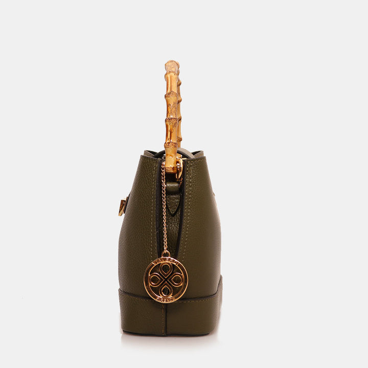 Borsa Secchiello Piccola VIAVERDI in Pelle Verde Made in Italy linea Volterra