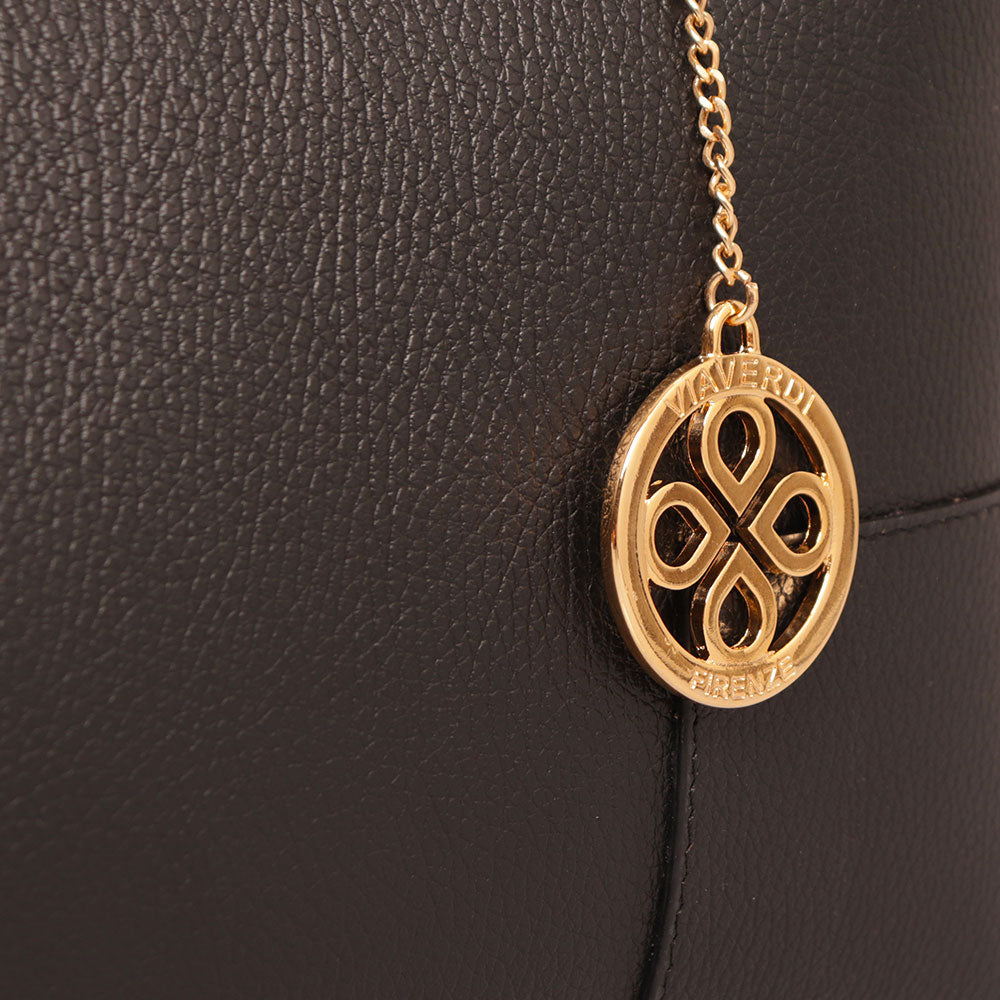 Borsa Grande VIAVERDI in Pelle Nera Made in Italy linea Volterra