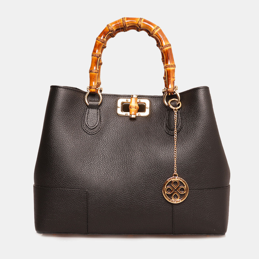 Borsa Grande VIAVERDI in Pelle Nera Made in Italy linea Volterra