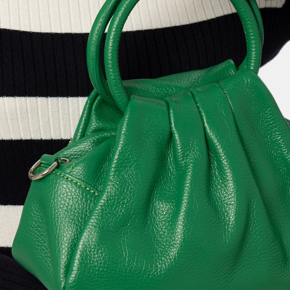 Borsa a Mano con Tracolla VIAVERDI in Pelle Verde Made in Italy linea Barga