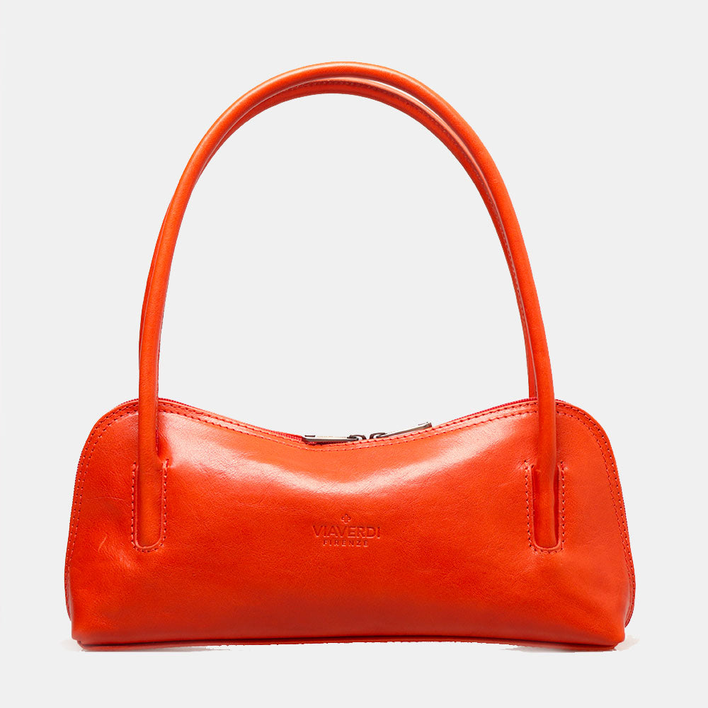 Borsa a Spalla VIAVERDI in Pelle Arancio Made in Italy linea Firenze