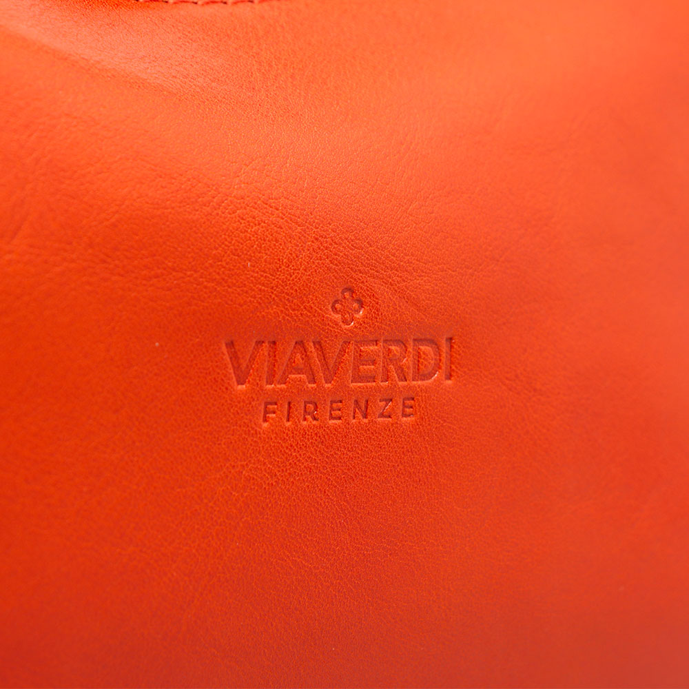 Borsa a Spalla VIAVERDI in Pelle Arancio Made in Italy linea Firenze