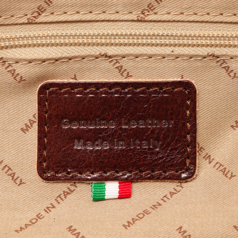 Borsa a Spalla VIAVERDI in Pelle Marrone Testa di Moro Made in Italy linea Firenze