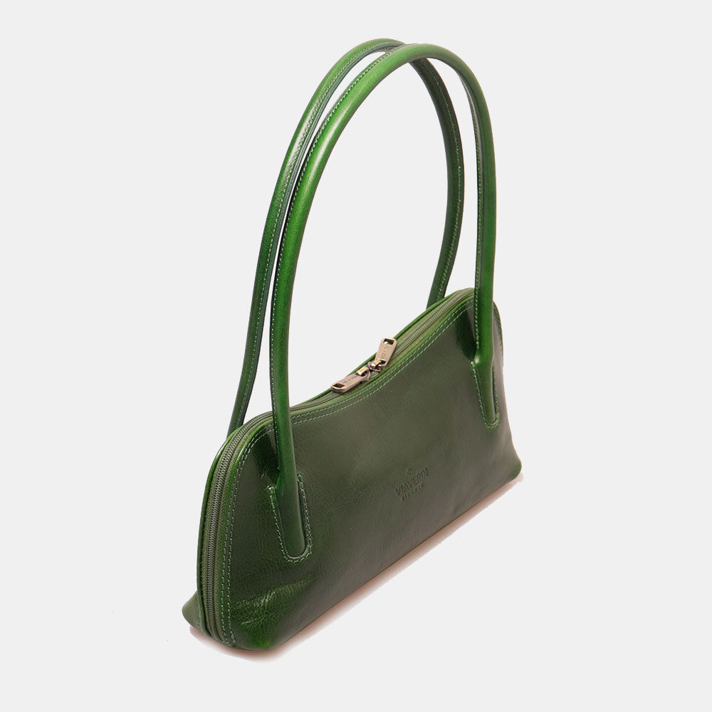 Borsa a Spalla VIAVERDI in Pelle Verde Made in Italy linea Firenze