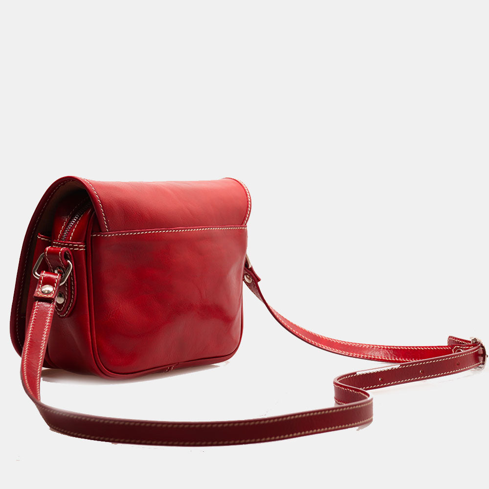 Borsa a Tracolla VIAVERDI in Pelle Rossa Made in Italy linea Firenze