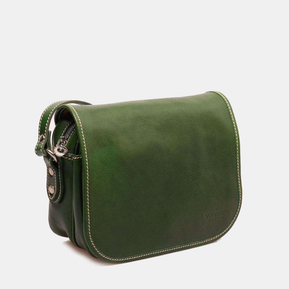 Borsa a Tracolla VIAVERDI in Pelle Verde Made in Italy linea Firenze