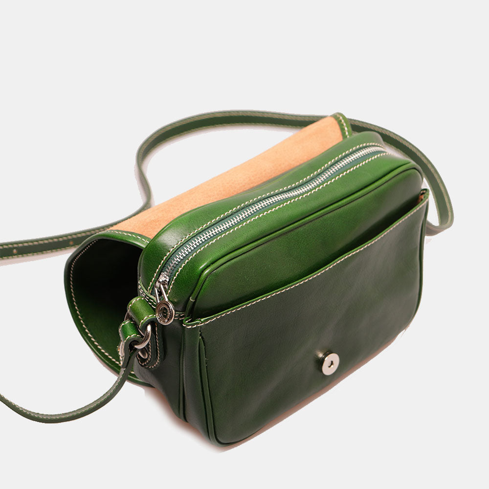 Borsa a Tracolla VIAVERDI in Pelle Verde Made in Italy linea Firenze