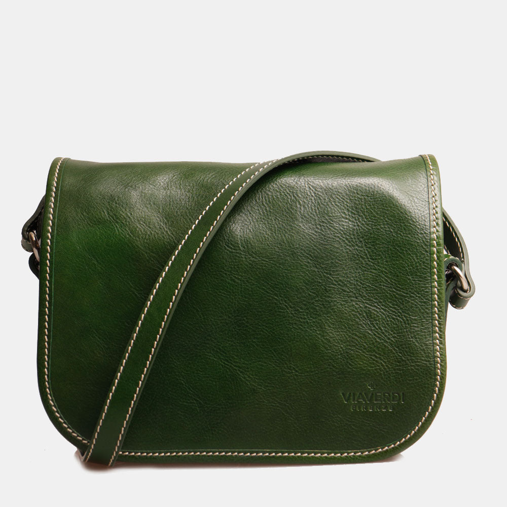 Borsa a Tracolla VIAVERDI in Pelle Verde Made in Italy linea Firenze