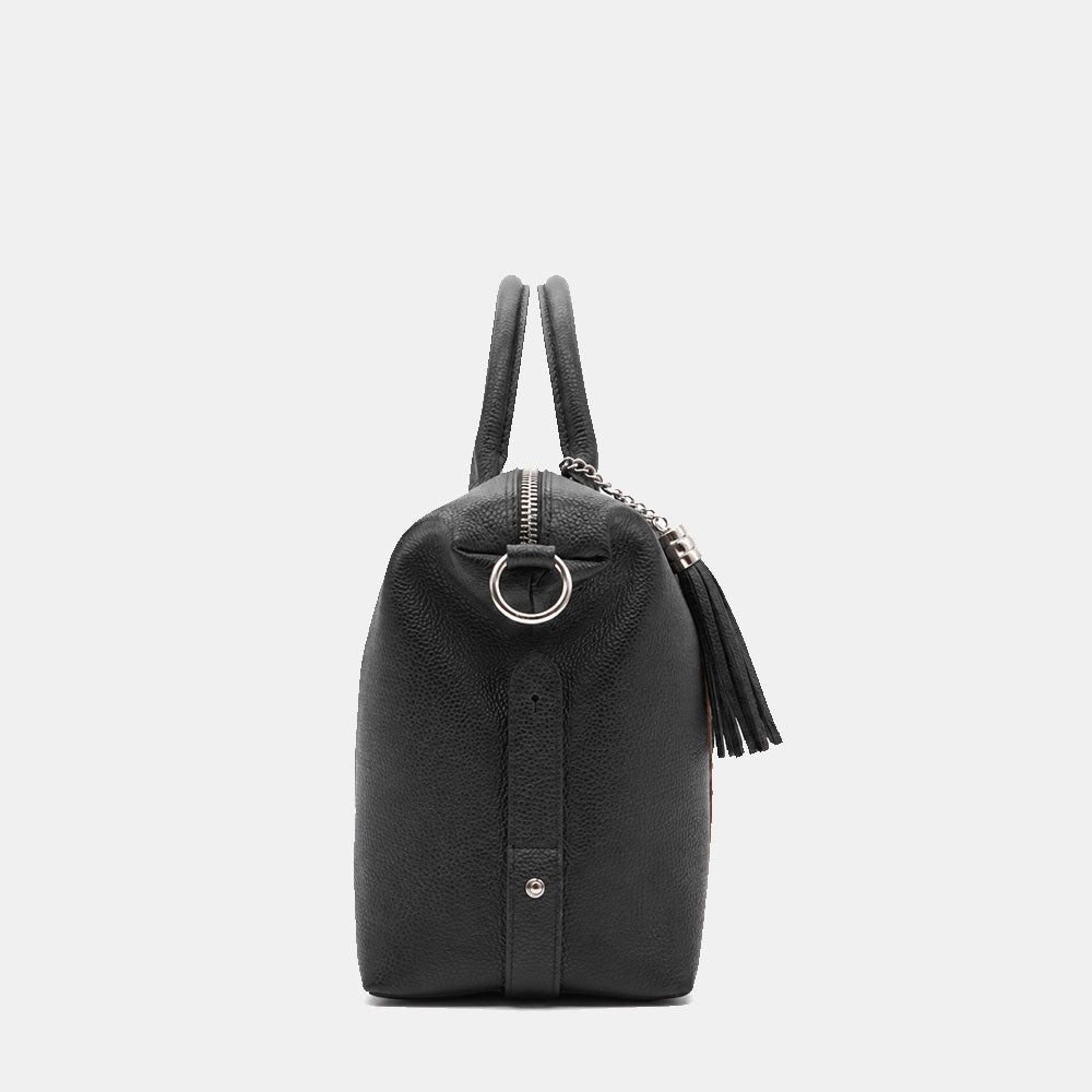 Handbag ViaVerdi in Pony Hair and Black Leather, Made in Italy – Line Cortona
