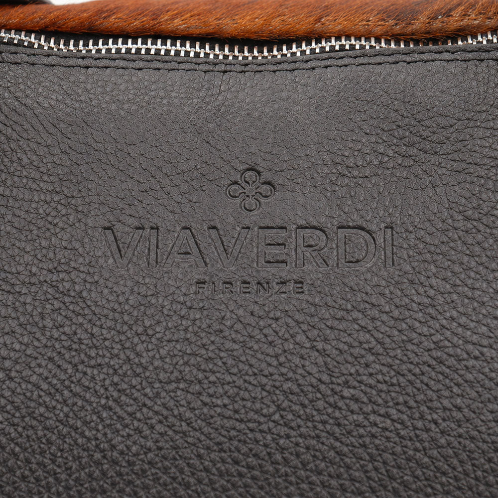 Handbag ViaVerdi in Pony Hair and Black Leather, Made in Italy – Line Cortona
