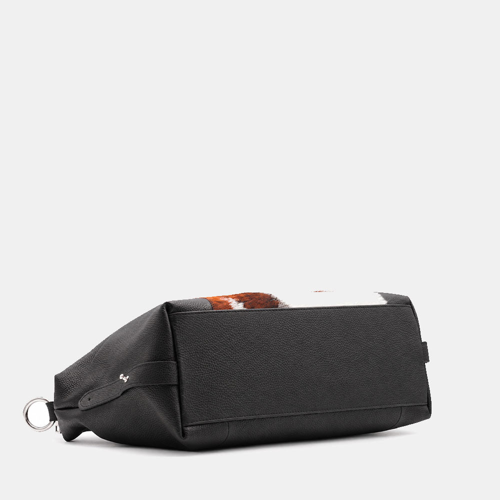 Handbag ViaVerdi in Pony Hair and Black Leather, Made in Italy – Line Cortona

