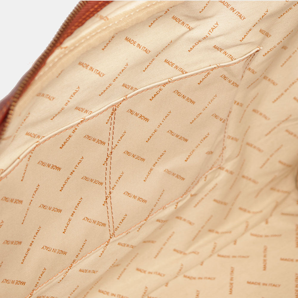 Borsone da Viaggio in Pelle Marrone VIAVERDI Made in Italy Linea Firenze