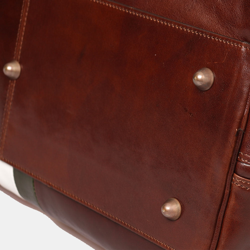 Borsone da Viaggio in Pelle Testa di Moro VIAVERDI Made in Italy Linea Firenze