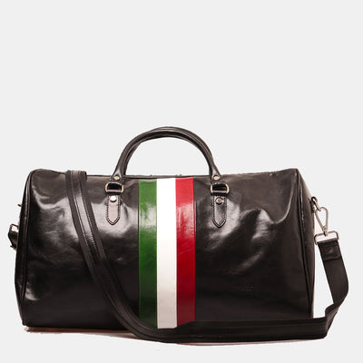 Borsone da Viaggio in Pelle Nero VIAVERDI Made in Italy Linea Firenze