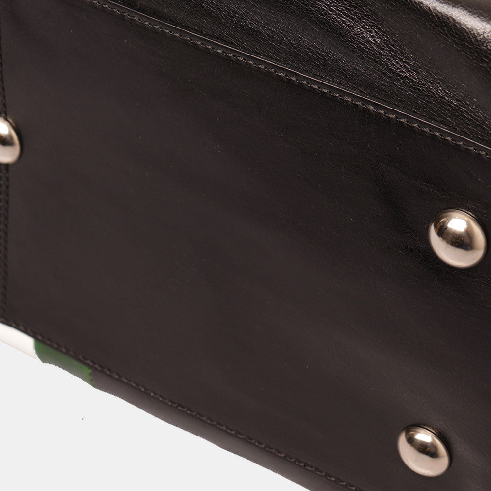 Borsone da Viaggio in Pelle Nero VIAVERDI Made in Italy Linea Firenze