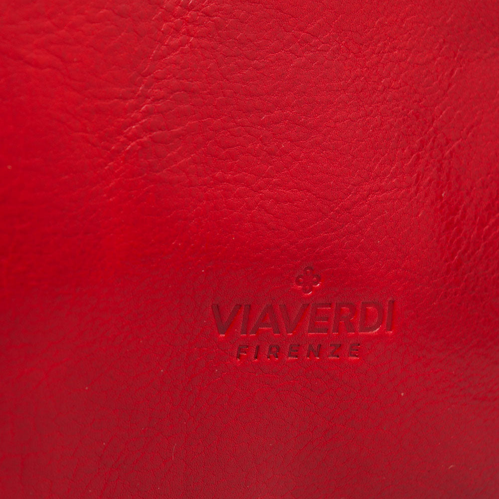 Borsone da Viaggio in Pelle Rosso VIAVERDI Made in Italy Linea Firenze