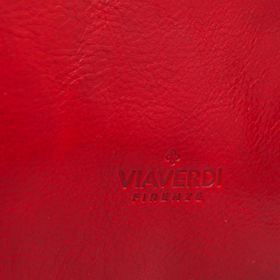 Borsone da Viaggio in Pelle Rosso VIAVERDI Made in Italy Linea Firenze