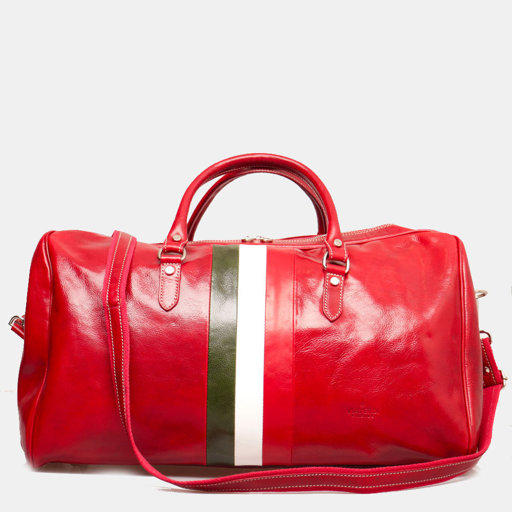 Borsone da Viaggio in Pelle Rosso VIAVERDI Made in Italy Linea Firenze