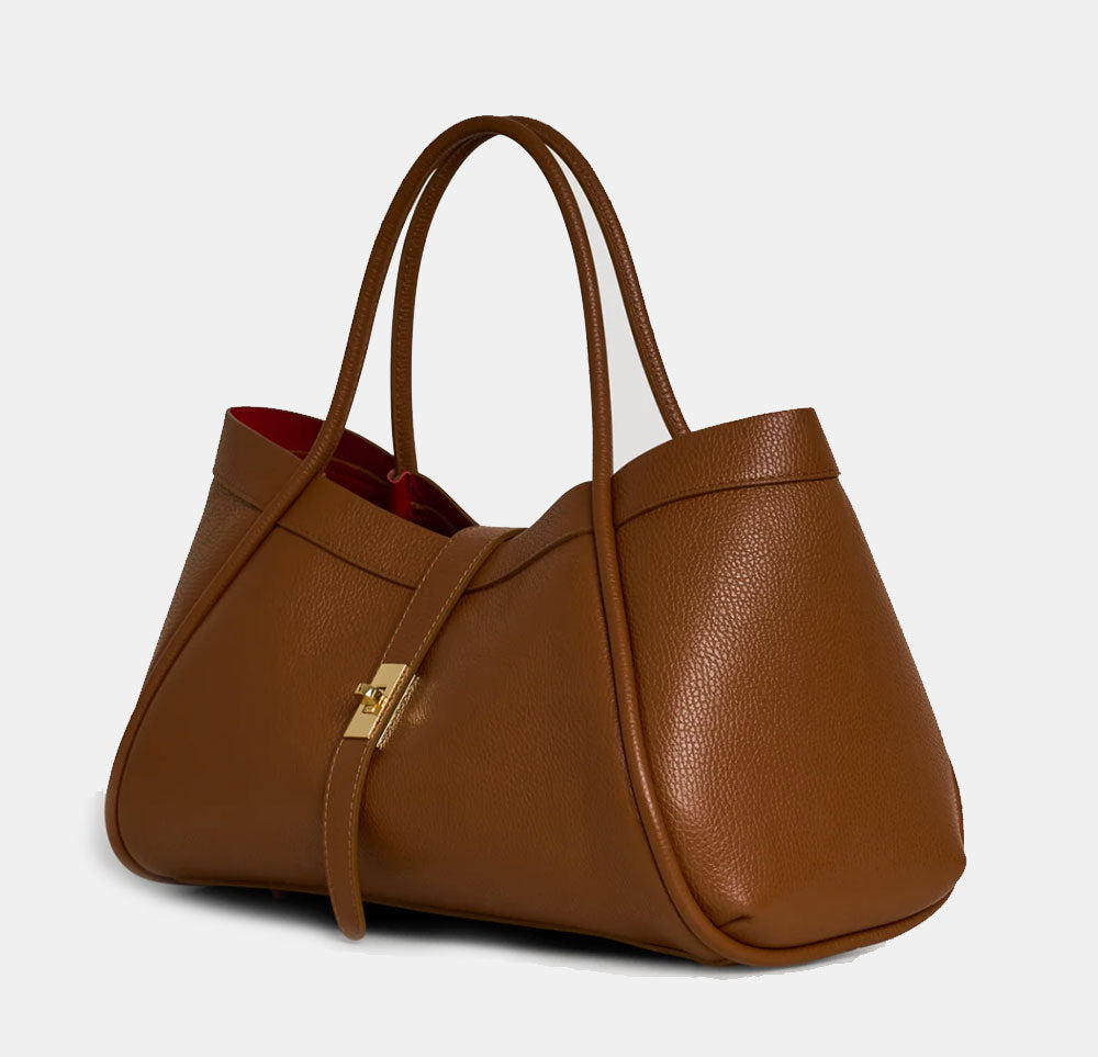 VIAVERDI Women's Shoulder Bag in Tan Leather Made in Italy, Cortona Line