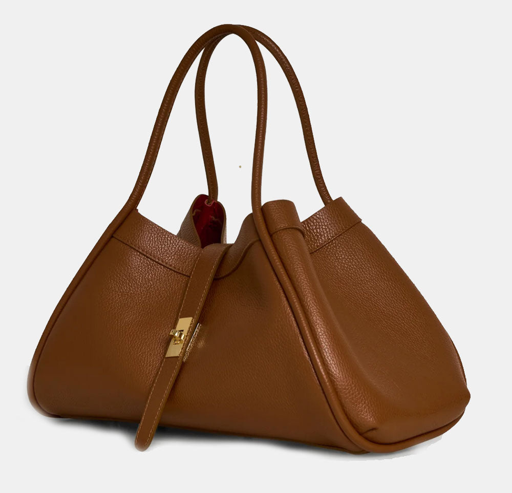 Borsa Donna a Spalla VIAVERDI in Pelle color Cuoio Made in Italy linea Cortona