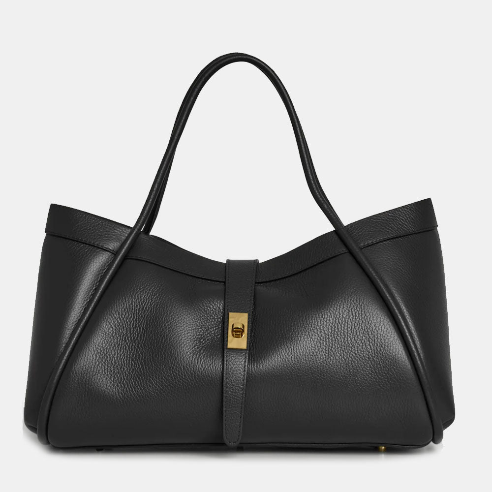 Borsa Donna a Spalla VIAVERDI in Pelle Nera Made in Italy linea Cortona