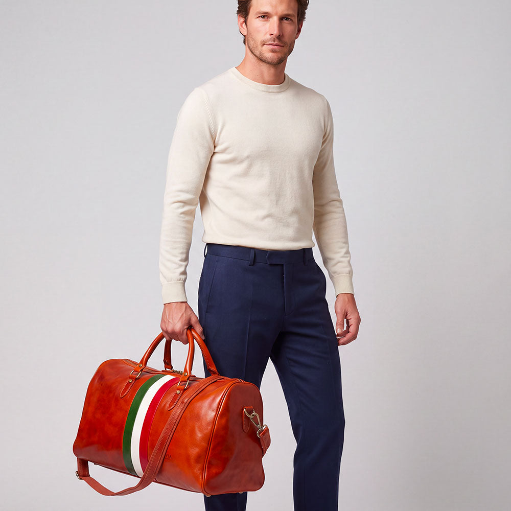 Reisetasche aus Leder in Hellbraun VIAVERDI Made in Italy Florence Line