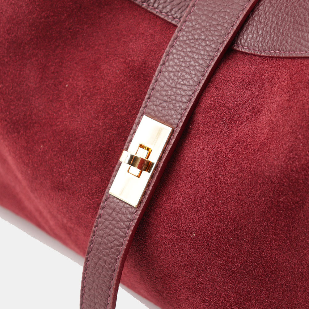 Borsa Donna a Spalla VIAVERDI in Camoscio e Pelle Bordeaux Made in Italy linea Cortona