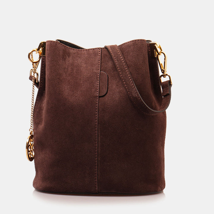 Borsa Secchiello con Tracolla VIAVERDI in Camoscio Testa di Moro Made in Italy linea Capalbio