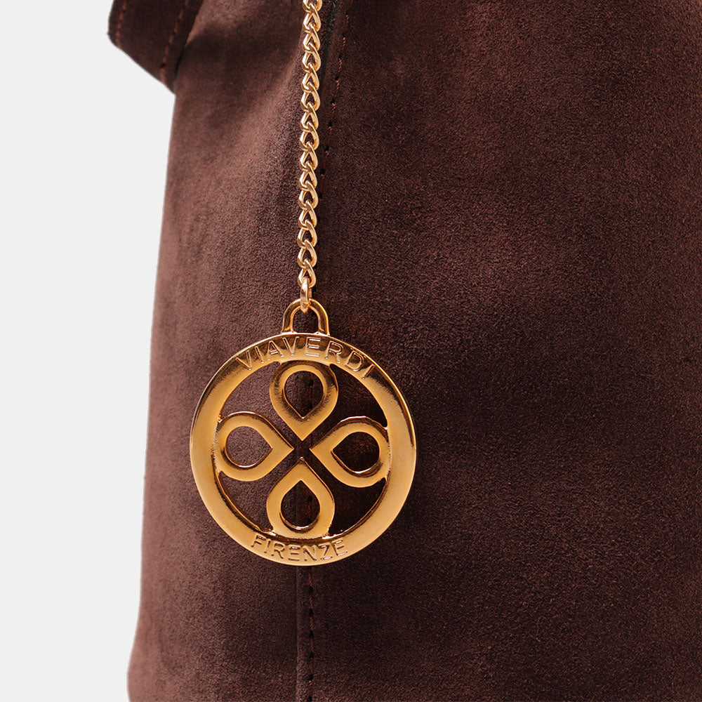 Borsa Secchiello con Tracolla VIAVERDI in Camoscio Testa di Moro Made in Italy linea Capalbio