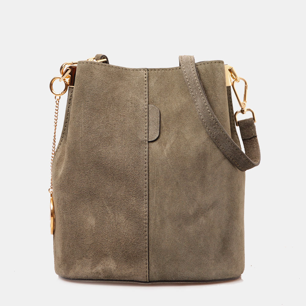 Borsa Secchiello con Tracolla VIAVERDI in Camoscio Verde Made in Italy linea Capalbio