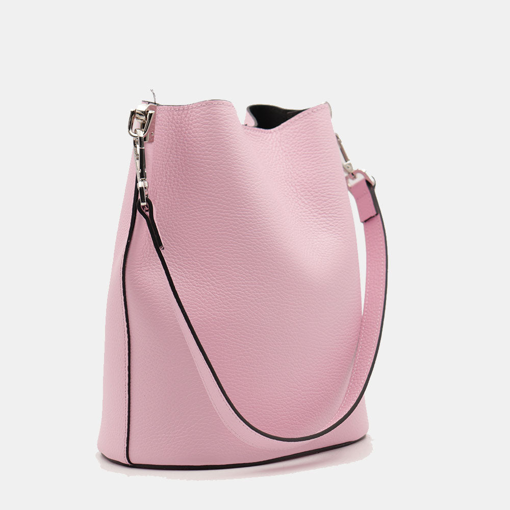 Beuteltasche mit Schulterriemen VIAVERDI aus hellrosa Leder Made in Italy Linie Capalbio