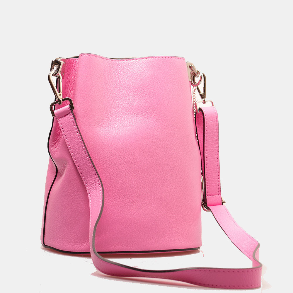 Borsa Secchiello con Tracolla VIAVERDI in Pelle Rosa Made in Italy linea Capalbio