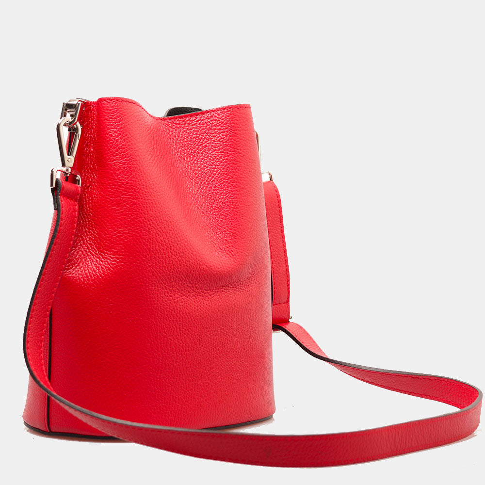 Borsa Secchiello con Tracolla VIAVERDI in Pelle Rossa Made in Italy linea Capalbio
