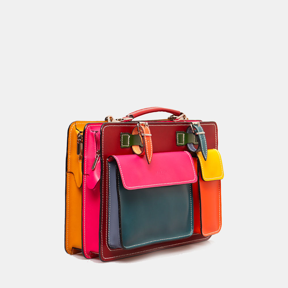 Borsa da Lavoro Piccola in Pelle Multicolor VIAVERDI Made in Italy - Porta Ombrelli e Pc 14pollici