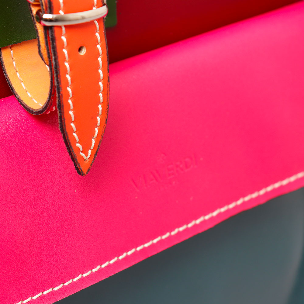 Borsa da Lavoro Piccola in Pelle Multicolor VIAVERDI Made in Italy - Porta Ombrelli e Pc 14pollici