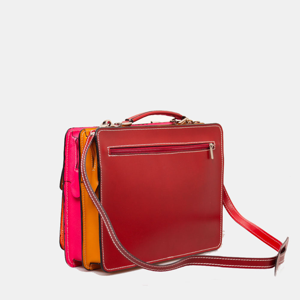 Borsa da Lavoro Piccola in Pelle Multicolor VIAVERDI Made in Italy - Porta Ombrelli e Pc 14pollici