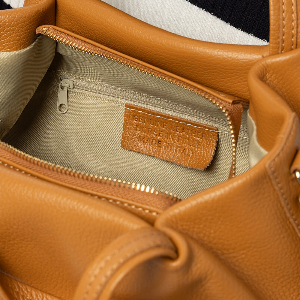 Borsa a Mano con Tracolla VIAVERDI in Pelle Cuoio Made in Italy linea Castiglione