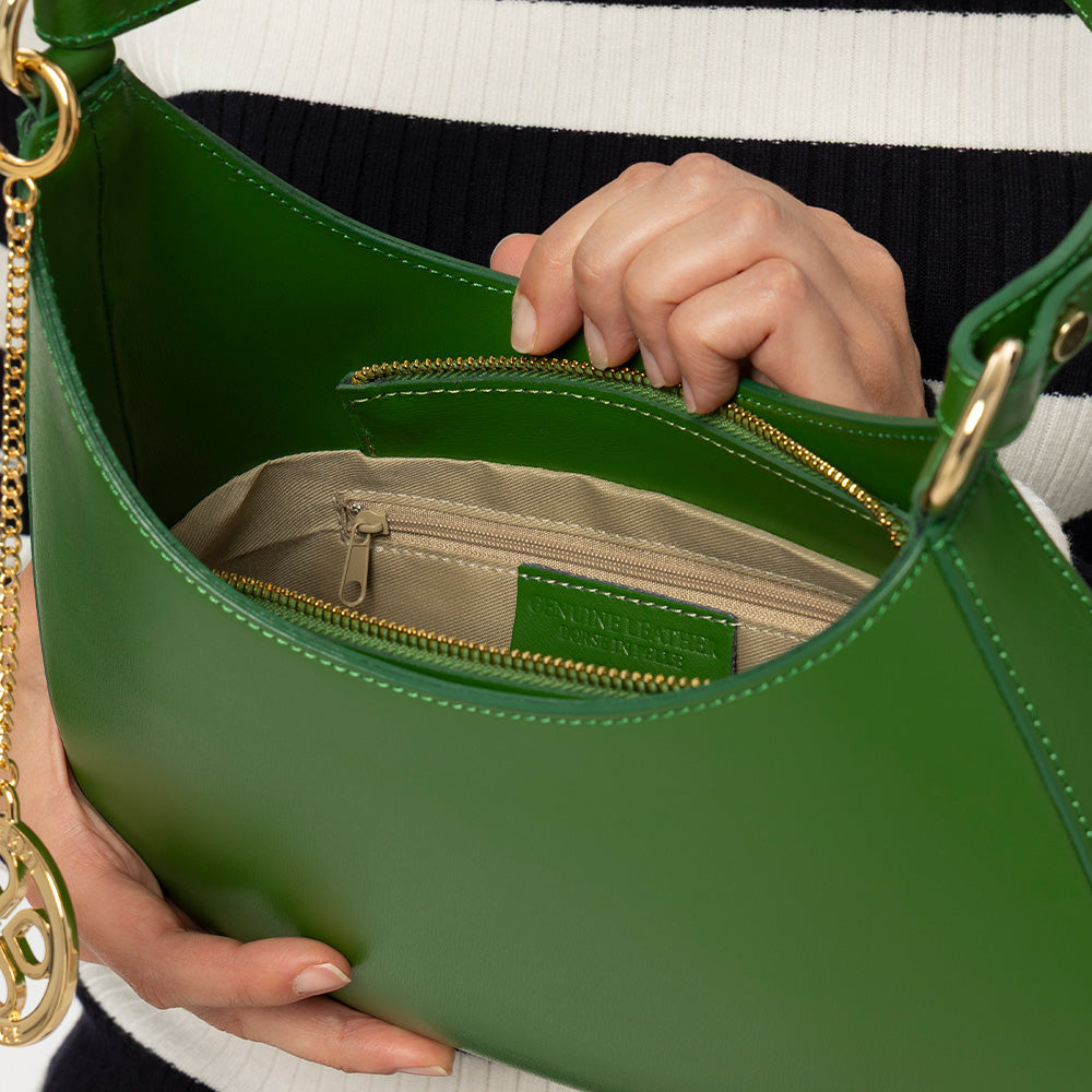 Borsa a Spalla VIAVERDI in Pelle Verde Made in Italy linea Certaldo