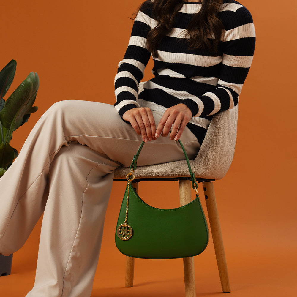 Borsa a Spalla VIAVERDI in Pelle Verde Made in Italy linea Certaldo