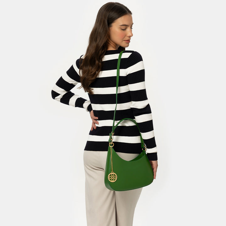 Borsa a Spalla VIAVERDI in Pelle color Cuoio Made in Italy linea Certaldo