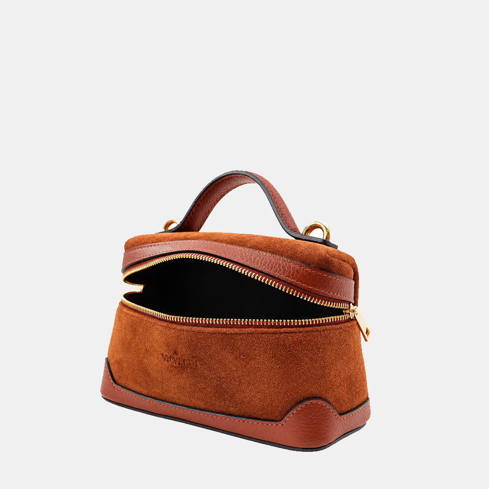 Borsa Mini Bag VIAVERDI in Camoscio Marrone Made in Italy linea Montalcino