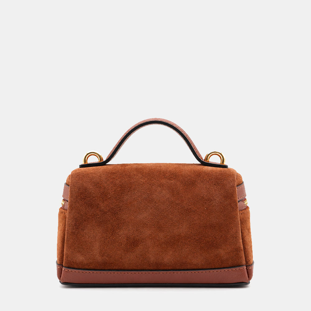 Borsa Mini Bag VIAVERDI in Camoscio Marrone Made in Italy linea Montalcino
