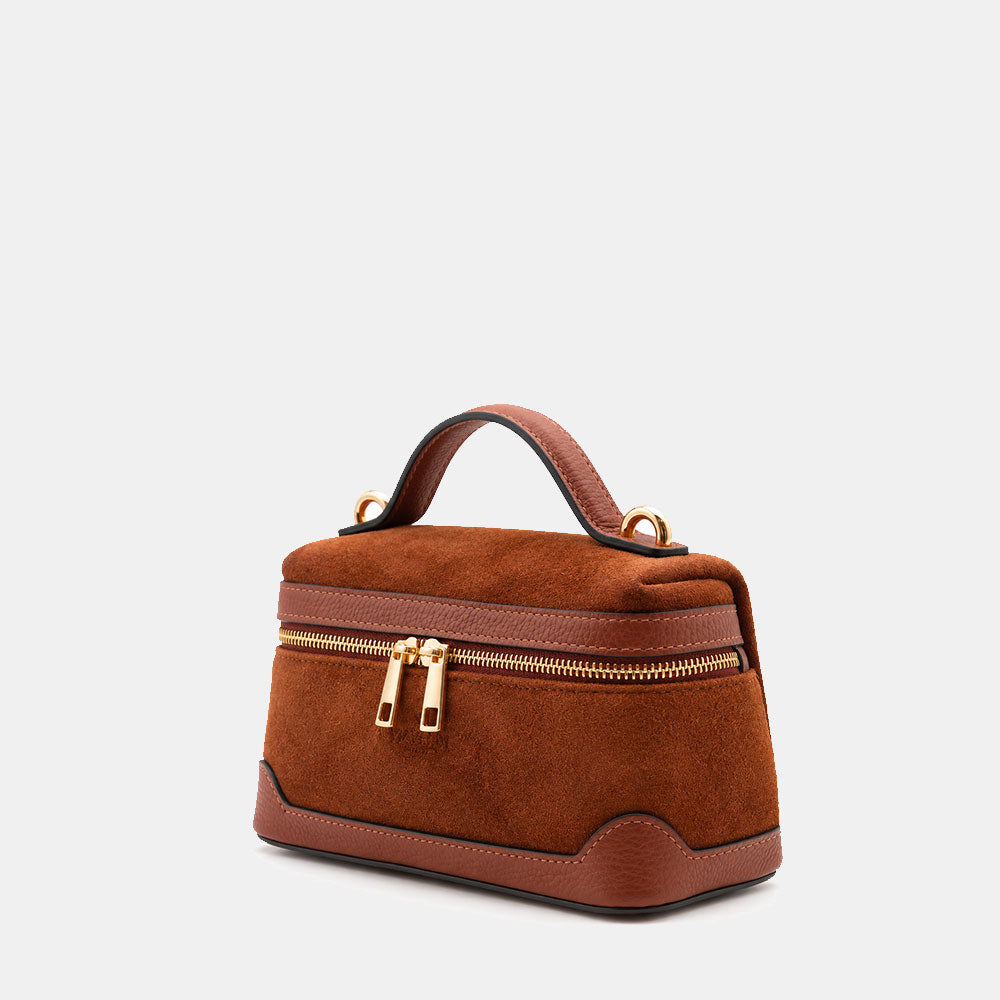 Borsa Mini Bag VIAVERDI in Camoscio Marrone Made in Italy linea Montalcino