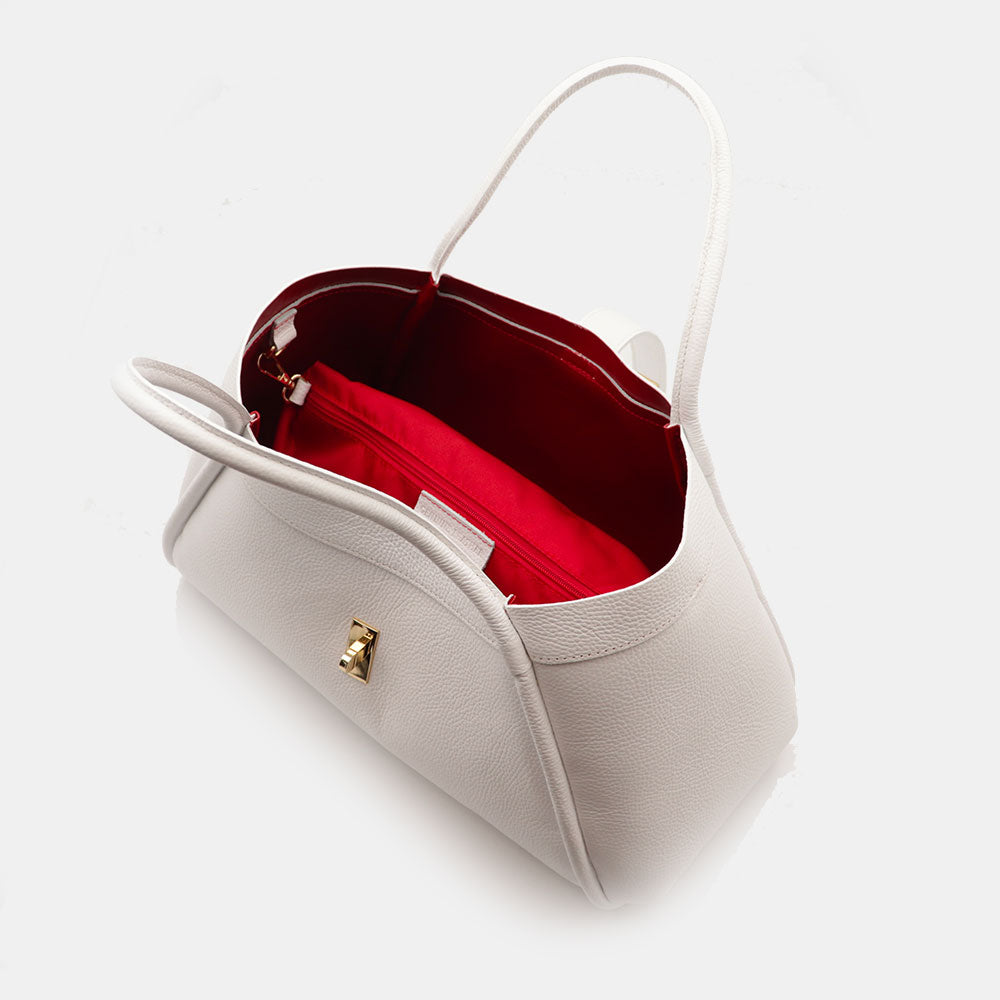 Borsa Donna a Spalla VIAVERDI in Pelle Bianca Chiaro Made in Italy linea Cortona