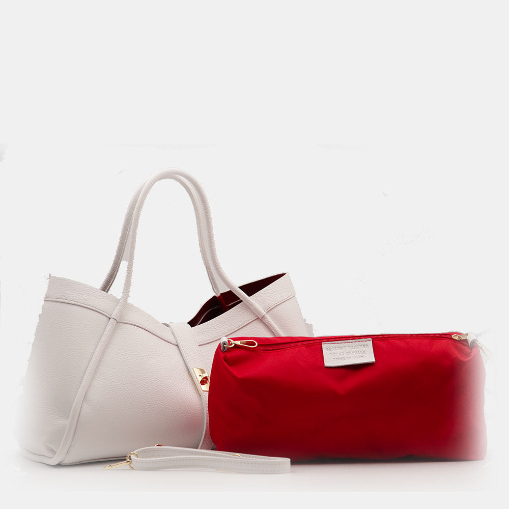 Borsa Donna a Spalla VIAVERDI in Pelle Bianca Chiaro Made in Italy linea Cortona