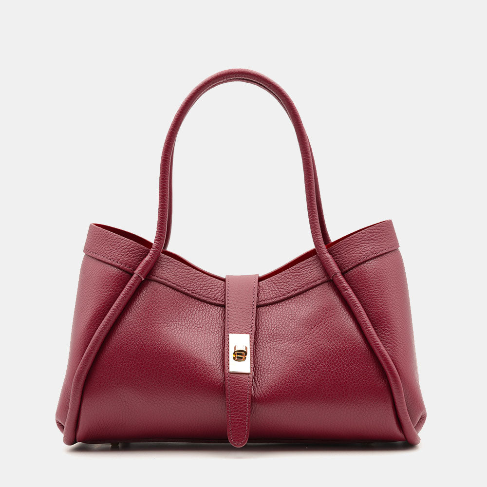 Borsa Donna a Mano VIAVERDI in Pelle Bordeaux Made in Italy linea Cortona